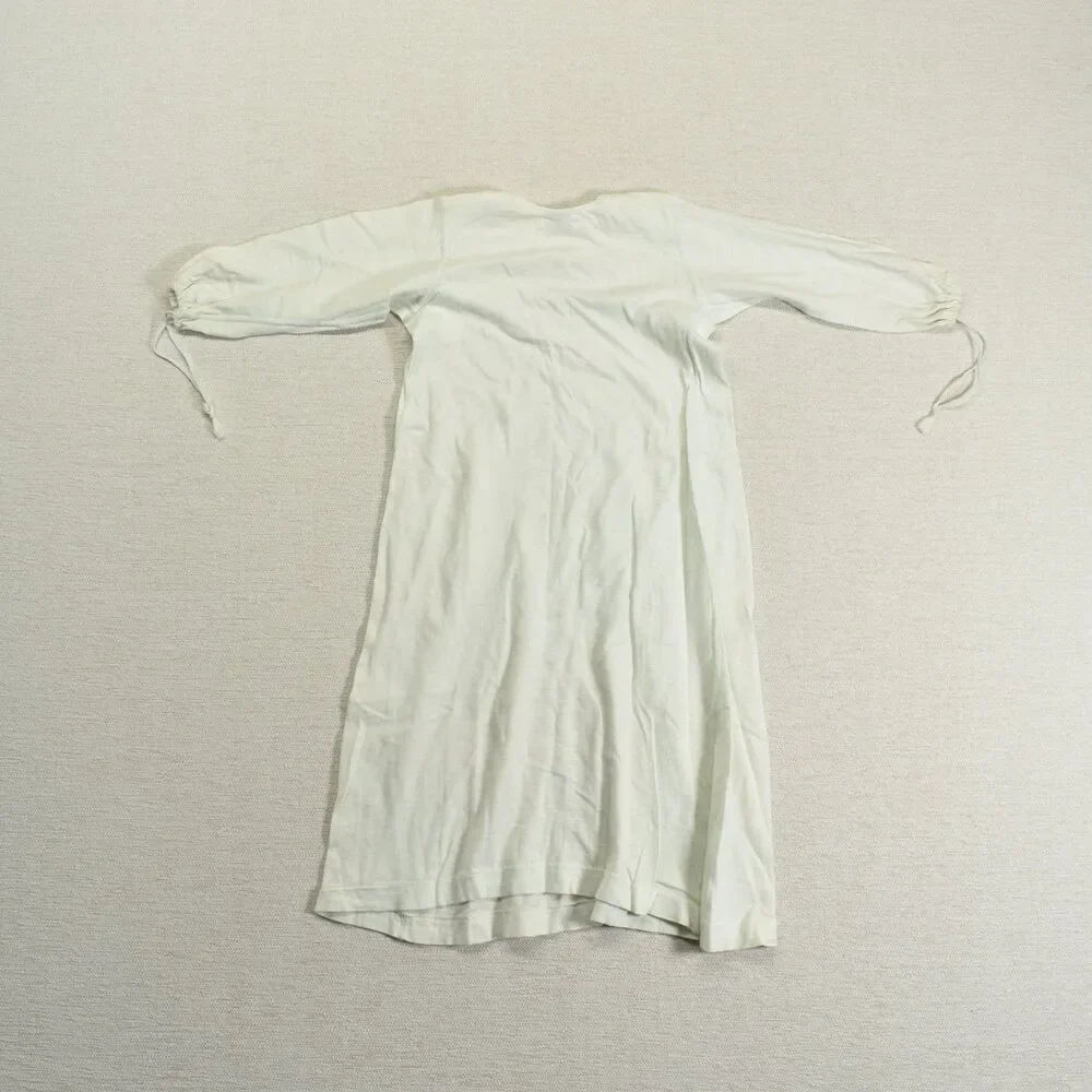 Vintage Carters Jiffon Nevabind Baby 6mo Gown Off White 50s 60s Ribbon Cuffs